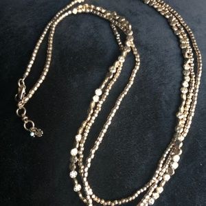 Lucky Brand gold beaded triple strand necklace